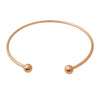 Simple Smooth Silver Plated Metal C Shaped Double Bead Adjustable Bracelet For Women Electroplated Minimalist Style