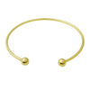 Simple Smooth Silver Plated Metal C Shaped Double Bead Adjustable Bracelet For Women Electroplated Minimalist Style