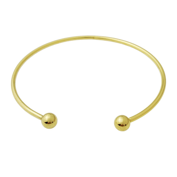 Simple Smooth Silver Plated Metal C Shaped Double Bead Adjustable Bracelet For Women Electroplated Minimalist Style