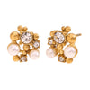 Simple Special Shaped Rhinestone Pearl Flower Stud Earrings And Necklace In Stainless Steel With Electroplating Geometric Pattern For Women