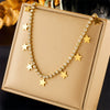 Simple Square Diamondembedded Glossy Fivepointed Star Pendant Titanium Steel Necklace With Electroplating