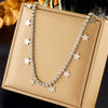 Simple Square Diamondembedded Glossy Fivepointed Star Pendant Titanium Steel Necklace With Electroplating