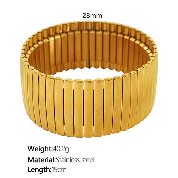 Simple Square Plaid 316L Stainless Steel Gold Plated Electroplating Niche Geometry Bracelet