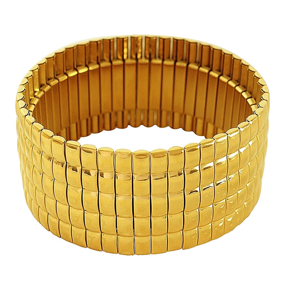 Simple Square Plaid 316L Stainless Steel Gold Plated Electroplating Niche Geometry Bracelet