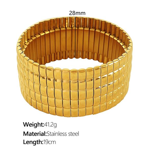 Simple Square Plaid 316L Stainless Steel Gold Plated Electroplating Niche Geometry Bracelet