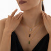 Simple Square Zircon Pendant All Match Light Luxury Titanium Steel Necklace For Women With Electroplating And Geometric Design