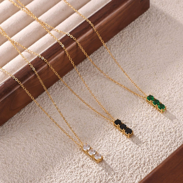 Simple Square Zircon Pendant All Match Light Luxury Titanium Steel Necklace For Women With Electroplating And Geometric Design