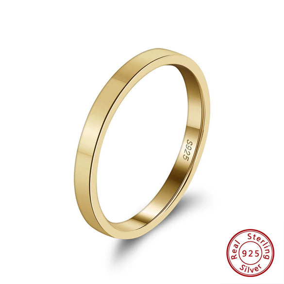 Simple Stackable Geometric 925 Sterling Silver Women's Ring With Electroplating