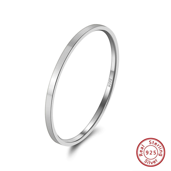 Simple Stackable 925 Sterling Silver Geometric Ring For Women With Electroplating Treatment