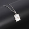 Simple Stainless Steel And 316L Stainless Steel Letter Square Shell Pendant Necklace For Women