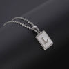 Simple Stainless Steel And 316L Stainless Steel Letter Square Shell Pendant Necklace For Women
