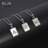 Simple Stainless Steel And 316L Stainless Steel Letter Square Shell Pendant Necklace For Women
