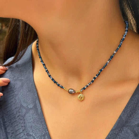 Simple Stainless Steel And Titanium Steel Multipendant Necklace With Natural Pearl Sun Cross Zircon Geometric And Heart Shape Electroplating