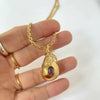 Simple Stainless Steel And Titanium Steel Necklace With Fruit Pattern Pendant Electroplated
