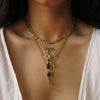 Simple Stainless Steel And Titanium Steel Necklace With Palm Sword Heart Moon Zircon Pendant Electroplated
