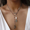 Simple Stainless Steel And Titanium Steel Necklace With Palm Sword Heart Moon Zircon Pendant Electroplated