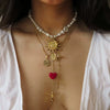 Simple Stainless Steel And Titanium Steel Necklace With Palm Sword Heart Moon Zircon Pendant Electroplated