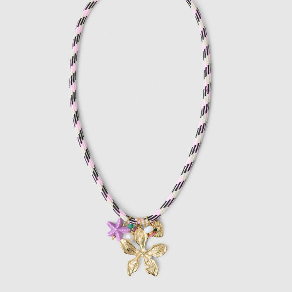 Simple Stainless Steel And Titanium Steel Necklace With Starfish Five Leaf Clover Pearl Devil's Eye Heart Shape Pendant Electroplated