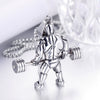 Simple Stainless Steel Barbell Pendant Necklace For Men Cast Style Fitness Jewelry Wholesale