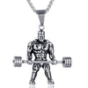 Simple Stainless Steel Barbell Pendant Necklace For Men Cast Style Fitness Jewelry Wholesale