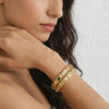 Simple Stainless Steel Bracelet With Geometric Zircon Rhinestone Inlay And 18K Gold Vacuum Plating For Women