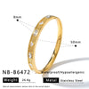 Simple Stainless Steel Bracelet With Geometric Zircon Rhinestone Inlay And 18K Gold Vacuum Plating For Women
