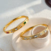 Simple Stainless Steel Bracelet With Geometric Zircon Rhinestone Inlay And 18K Gold Vacuum Plating For Women
