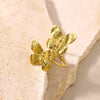 Simple Stainless Steel Butterfly Earrings And Palace Style Ring Electroplated