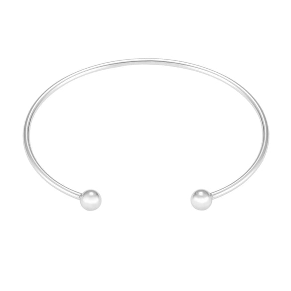Simple Stainless Steel C Shaped Bracelet With Round Bead Threaded Opening Detachable Electroplated Bangle Personality Style