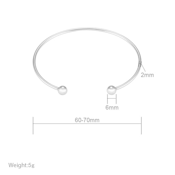 Simple Stainless Steel C Shaped Bracelet With Round Bead Threaded Opening Detachable Electroplated Bangle Personality Style