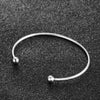 Simple Stainless Steel C Shaped Bracelet With Round Bead Threaded Opening Detachable Electroplated Bangle Personality Style