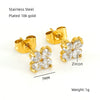 Simple Stainless Steel Flower Stud Earrings With Diamond Treatment For Women