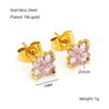 Simple Stainless Steel Flower Stud Earrings With Diamond Treatment For Women