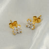 Simple Stainless Steel Flower Stud Earrings With Diamond Treatment For Women