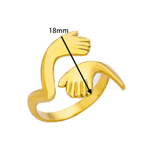 Simple Stainless Steel Geometric Heartshaped Hydraulic Ring For Women With Electroplating Design