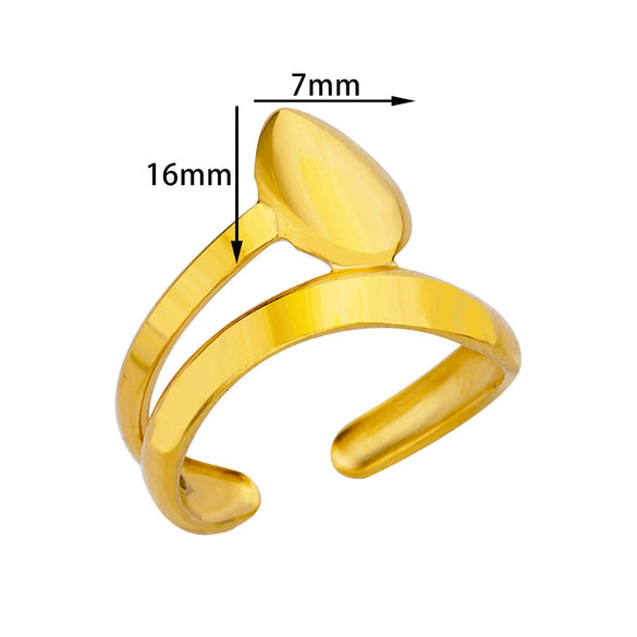 Simple Stainless Steel Geometric Heartshaped Hydraulic Ring For Women With Electroplating Design