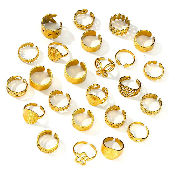 Simple Stainless Steel Geometric Heartshaped Hydraulic Ring For Women With Electroplating Design
