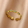Simple Stainless Steel Geometric Opening Couple Ring Electroplated