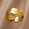 Simple Stainless Steel Geometric Opening Couple Ring Electroplated