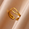 Simple Stainless Steel Geometric Opening Couple Ring Electroplated