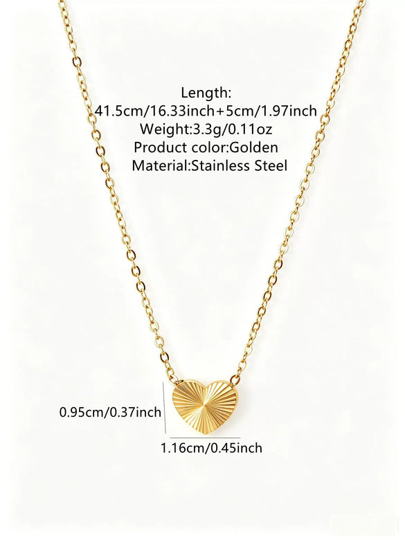 Simple Stainless Steel Heart Jewelry Set For Women With Electroplated Necklace Bracelet And Earrings