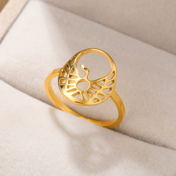 Simple Stainless Steel Heart Shaped Geometric Ring Plated With Gold For Men And Women