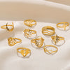 Simple Stainless Steel Heart Shaped Geometric Ring Plated With Gold For Men And Women