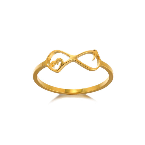 Simple Stainless Steel Heart Shaped Geometric Ring Plated With Gold For Men And Women