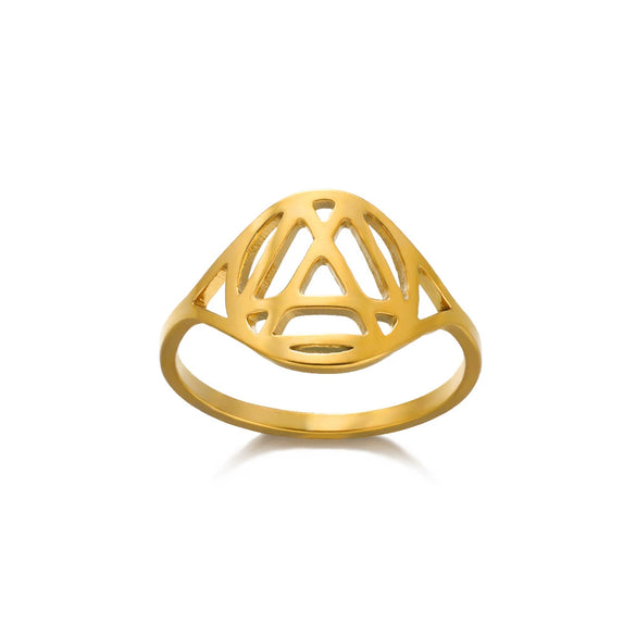 Simple Stainless Steel Heart Shaped Geometric Ring Plated With Gold For Men And Women