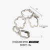 Simple Stainless Steel Hollow Five Leaf Flower Open Ring For Women With Electroplated Floral Design