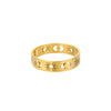 Simple Stainless Steel Hollow Sun Moon Ring With Geometric Styling 18K Goldplated For Couples