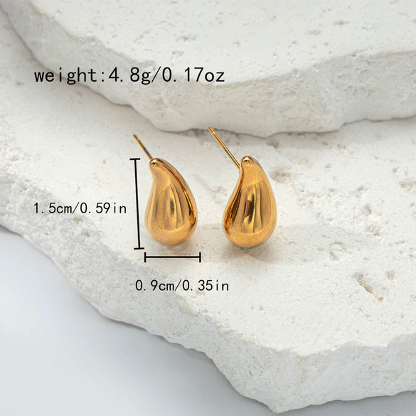 Simple Stainless Steel 14K Gold Plated Drop Earrings And Necklace Set For Women