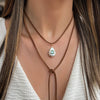 Simple Stainless Steel Necklace With Natural Baroque Pearl Zircon Geometric Pendant Electroplating