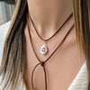 Simple Stainless Steel Necklace With Natural Baroque Pearl Zircon Geometric Pendant Electroplating